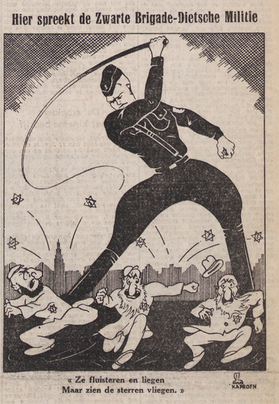 Antisemitische spotprent van Kaproen (pseudoniem Willy Vandersteen), 19 juni 1942. (Kazerne Dossin)