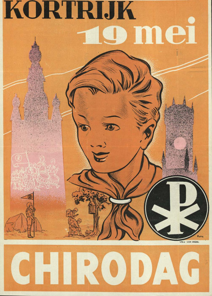 Aankondiging van een chirodag in Kortrijk, ca. jaren 1950. (KADOC, kca000330) (KADOC)