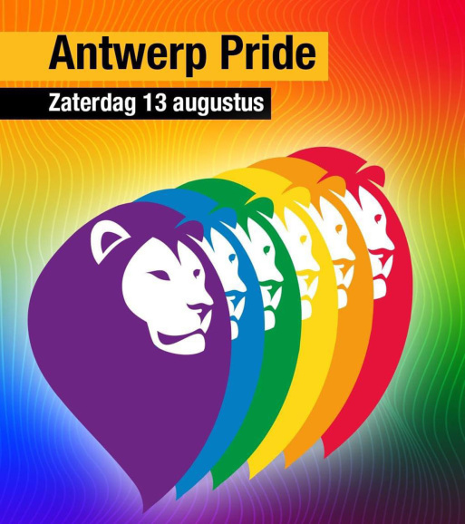 Oproep van de partij N-VA om deel te nemen aan de parade van Antwerp Pride, 13 augustus 2023.