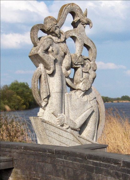 Monument ter ere van Filip de Pillecyn, in opdracht van VTB-VAB en het gemeentebestuur van Hamme vervaardigd door beeldhouwer Albert Poels en ingehuldigd op 17 april 1966. (Wikimedia Commons)