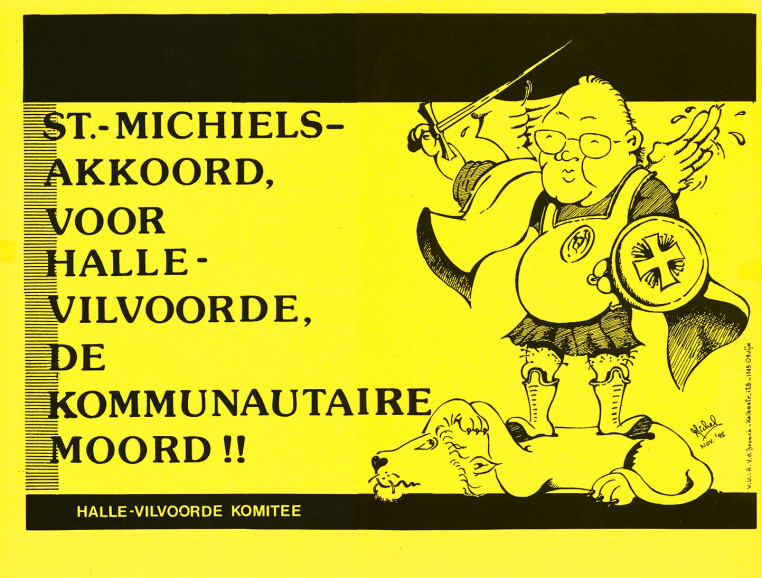Het Halle-Vilvoorde Komitee protesteert tegen het uitblijven van de splitsing van het kiesarrondissement Brussel-Halle-Vilvoorde, november 1992. (ADVN, VAFA1527)