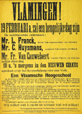 Louis Franck zet zich samen met Camille Huysmans en Frans van Cauwelaert in voor de vernederlandsing van de Rijksuniversiteit Gent, 1910. (Collectie Stad Antwerpen, Letterenhuis, tglhps7856)