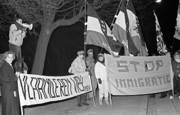 NSV-betoging in Gent tegen migratie, februari 1986. Foto Lieve Colruyt. (Amsab-ISG, fo026546)