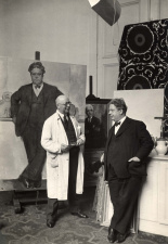 Felix Timmermans (rechts) met schilder Isidoor Opsomer, ca. 1940. Foto Béatrice du Vinage. (Collectie Stad Antwerpen, Letterenhuis, tglhph25193)