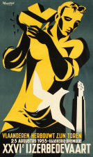 Affiche van de 26ste IJzerbedevaart te Diksmuide, 1953. Ontwerp Luc Verstraete. (ADVN, VAFC15)