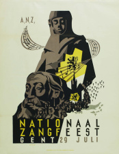 Affiche van het Vlaams Nationaal Zangfeest van 29 juli 1951 in Gent. (Collectie Stad Antwerpen, Letterenhuis, tglhps7996)