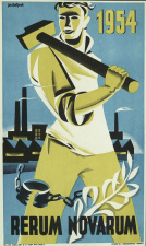 Affiche van het ACW naar aanleiding van Rerum Novarum, 1954. Ontwerp Jos Bultynck. (KADOC, kca001570)