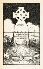 Afdruk van een heldenhuldezerk, ontworpen en getekend door Joe English. (ADVN, VKPY7)