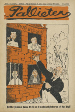 Omslag van het satirisch weekblad Pallieter (11 juni 1922), met een spotprent van Maurits Lambreghts. (ADVN, VY400)