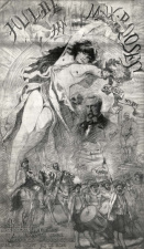 Voortekening van een menu- en programmakaart van het feestmaal voor Max Rooses (6 november 1892), ter gelegenheid van zijn benoeming tot Ridder in de Leopoldsorde. (Collectie Stad Antwerpen, Letterenhuis, tglhph10238)