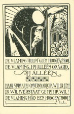 Prentbriefkaart van Jos Speybrouck met oproep tot oprichting van een Nederlandstalige universiteit, 1920. (ADVN, VPR890)