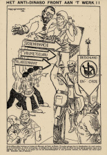 Antisemitische spotprent van Frans van Immerseel, opgenomen in Hier Dinaso! (Kazerne Dossin)
