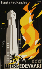 Affiche van de 31ste IJzerbedevaart te Diksmuide, 1958. Ontwerp Luc Verstraete. (ADVN, VAFC18)
