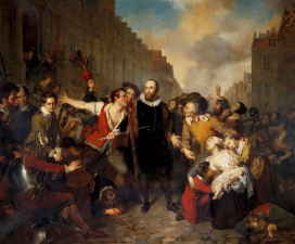 Schilderij van Gustaaf Wappers De zelfopoffering van burgemeester van der Werff, 1829. (Museum Lakenhal, Leiden (in bruikleen van Centraal Museum, Utrecht))