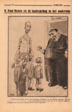 Spotprent van Frits van den Berghe in het satirische weekblad Koekoek over de taalwetten in het onderwijs. (Amsab-ISG)