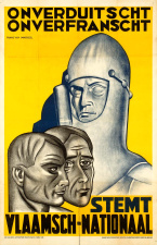 Verkiezingsaffiche van het Vlaamsch Nationaal Verbond (VNV) voor de parlementsverkiezingen van 2 april 1939. Ontwerp Frans van Immerseel. (ADVN, VAFC24)