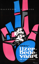 Affiche van de 34ste IJzerbedevaart te Diksmuide, 1961. Ontwerp Luc Verstraete. (ADVN, VAFC21)