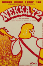 Affiche ter promotie van het muziekfestival Nekka, Antwerpen, 1972. Afficheontwerp Gil Gova. (ADVN, VAFA2372)