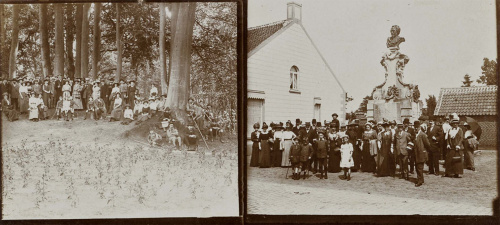 Victor Resseler op stap met een groep Wandelknapen en -meisjes in de Kempen, ca. 1913. (Collectie Stad Antwerpen, Letterenhuis, tglhph14750)