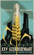 Affiche van de 25ste IJzerbedevaart te Diksmuide, 1952. Ontwerp Luc Verstraete. (ADVN, VAFC14)