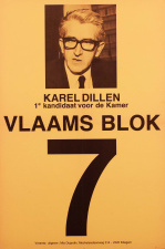 Affiche van Karel Dillen, eerste kandidaat van het Vlaams Blok voor de Kamer, bij de parlementsverkiezingen van 1985. (ADVN, VAFA357)