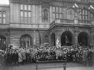 Affiche ter promotie van het achtste Groot-Nederlandse Studentencongres in Gent, 24-26 maart 1923.