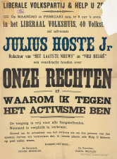 Affiche van de Liberale Volkspartij en Help U Zelve, 1919. (Collectie Stad Antwerpen, Letterenhuis, tglhps3350)