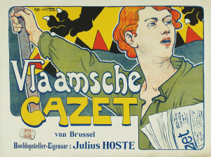 Affiche ter promotie van de Vlaamsche Gazet van Brussel, 1900. (Collectie Stad Antwerpen, Letterenhuis, tglhps33293)