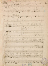 Originele partituur van [i]De Vlaamsche Leeuw[/i] van Karel Miry, met tekst van Hippoliet van Peene, ca. 1845-1848. (HoGent, Conservatoriumbibliotheek)