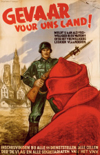 Wervingsaffiche voor de strijd aan het oostfront in de gelederen van het Vlaamsch Legioen of de Waffen-SS, ca. 1942-1943. (ADVN, VAFC34)