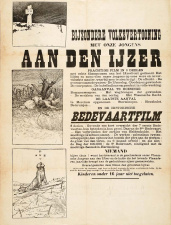Affiche ter promotie van de documentaire propagandafilms Met onze jongens aan den IJzer (1928) en Bedevaartfilm (1928) van Clemens de Landtsheer, 1929. (ADVN, VAFY102)