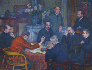Lezing door Emile Verhaeren, 1903. Olieverf op doek door Théo van Rysselberghe. (Museum voor Schone Kunsten Gent)