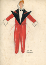 Kostuumontwerp van René Moulaert voor het theaterstuk Tijl van Anton van de Velde, 1925. (KADOC)