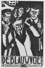 Omslag van De Blauwvoet, jg. 13, 1933, nr. 5. Houtsnede Frans van Immerseel. (ADVN, VY1967)
