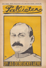 Adiel Debeuckelaere op de omslag van Pallieter, 13 augustus 1923. Tekening Jos de Swerts. (ADVN, VY400)