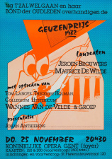 Aankondiging van de uitreiking van de Geuzenprijs door 't Zal Wel Gaan, 1982. (Liberas)