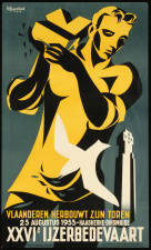 Affiche van de 26ste IJzerbedevaart te Diksmuide, 1953. Ontwerp Luc Verstraete. (ADVN, VAFC15)